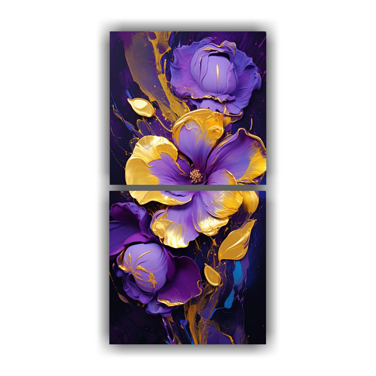 GENERICO - Cuadros Minimalismo Púrpura Y Oro Para 20x40 Cm