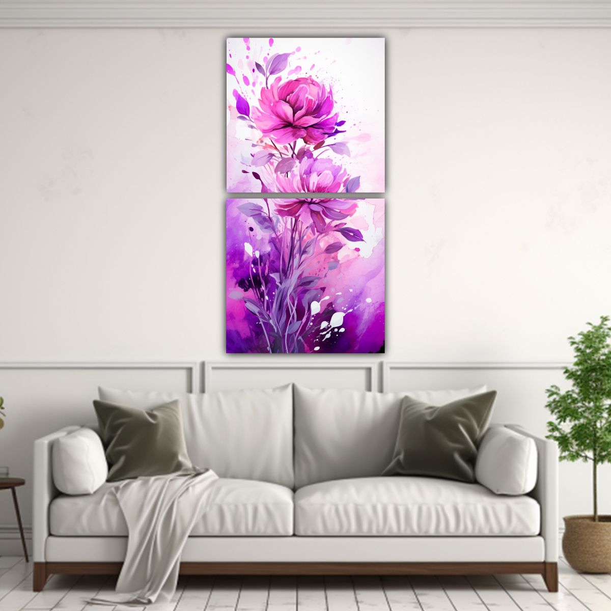GENERICO - Lienzos Inspiración Urbano Púrpura Y Rosa En 60x120 Cm