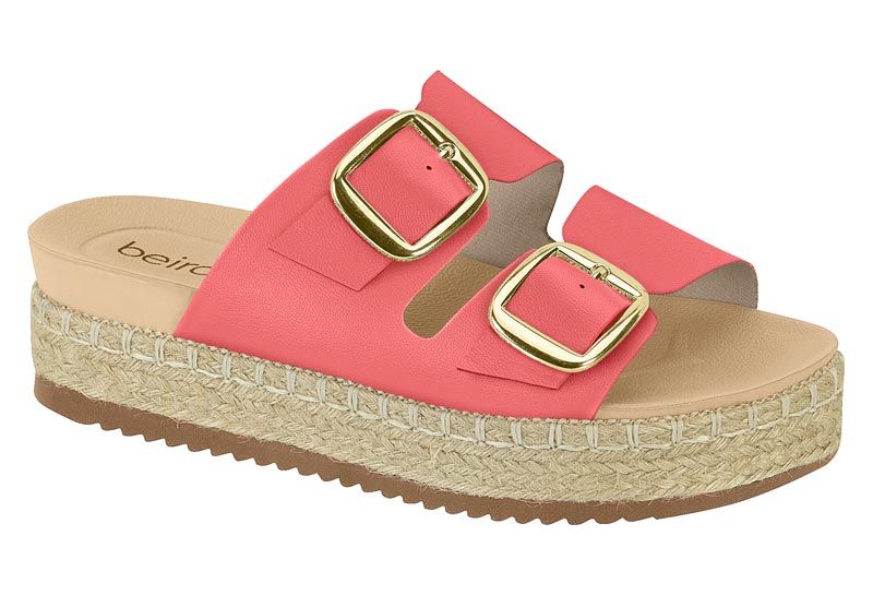 Sandalia Plataforma 5cm Mujer Eco Cuero Coral