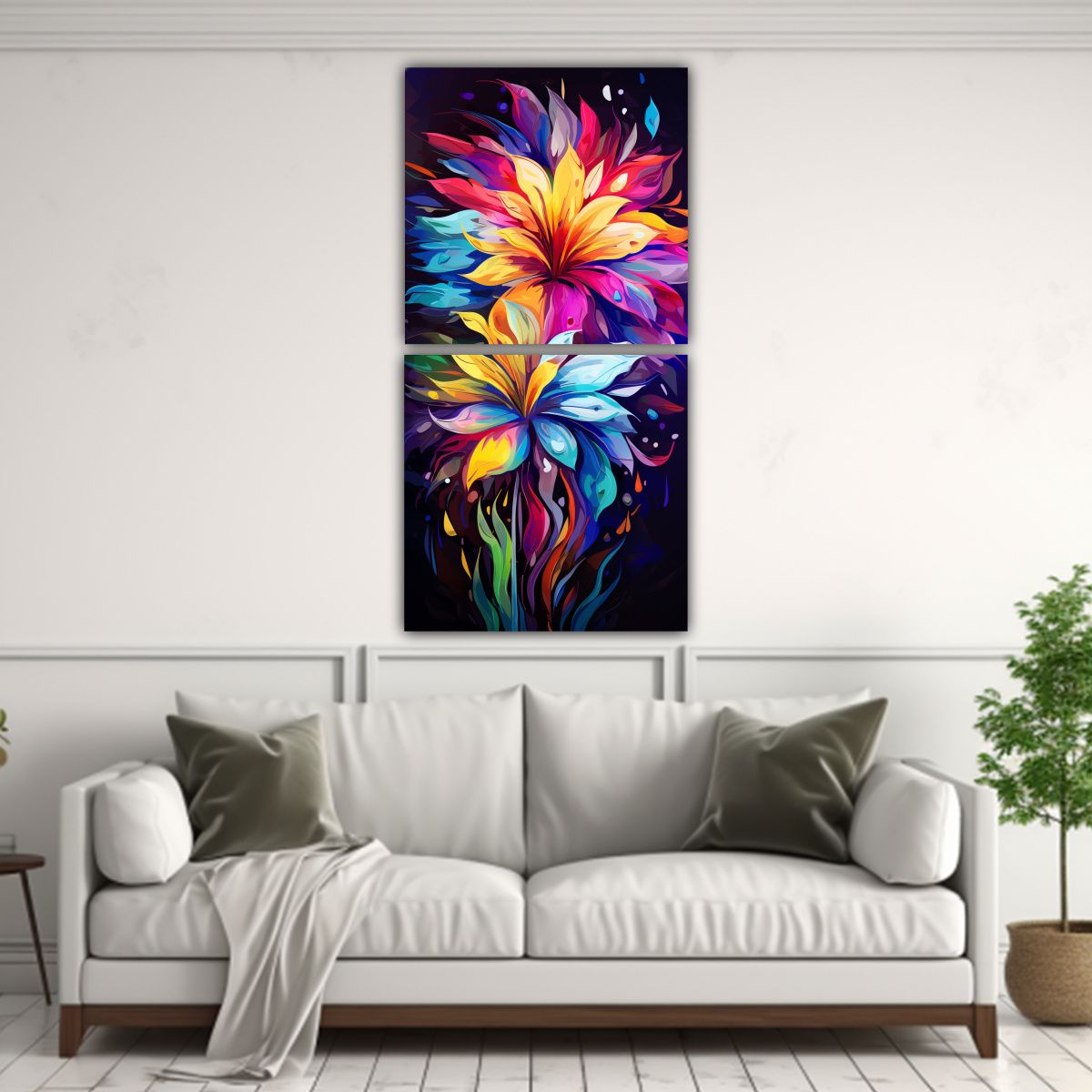 GENERICO - Cuadros Modernos Visual Rainbow Colors Neonoir 40x80 Cm