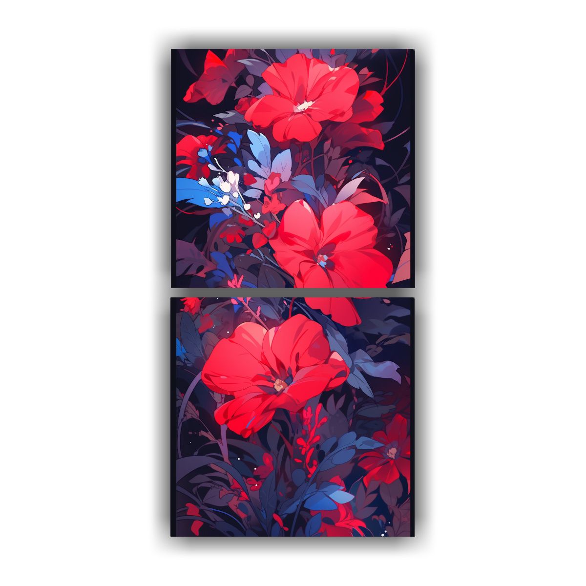 GENERICO - Juego 2 Arte De Pared Dibujo Pop Art Rojo Y Azul 40x80 Cm