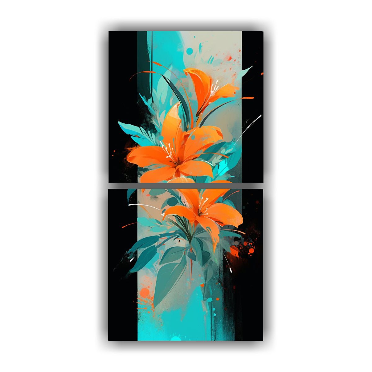 GENERICO - Cuadro Bastidor Tonos Turquesa Y Naranja 60x120 Cm