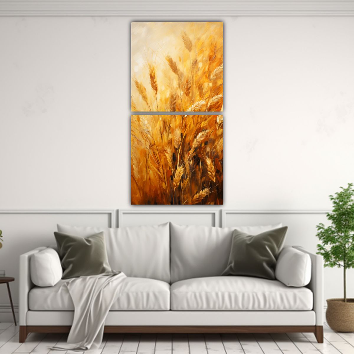 GENERICO - Cuadros Estilo Galeria Grano De Trigo Pintura 40x80 Cm