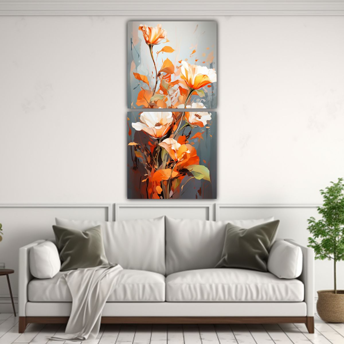 GENERICO - Cuadros Patrón Intenso Elegancia Blanco Y 40x80 Cm