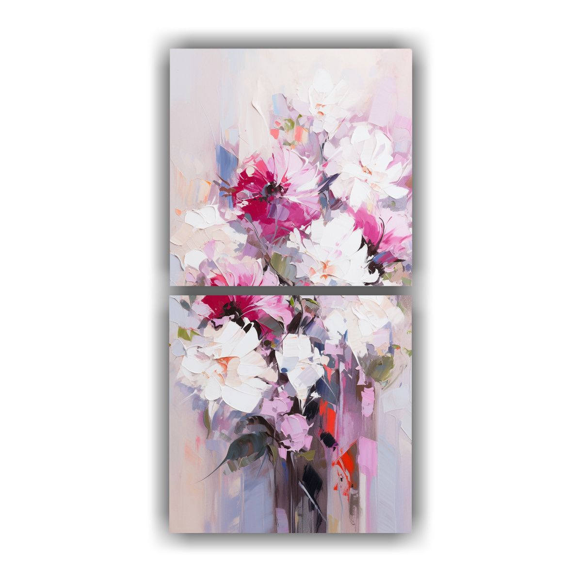 GENERICO - Pintura En Lienzo De Flores Blancas Y Magenta De 30x60 Cm