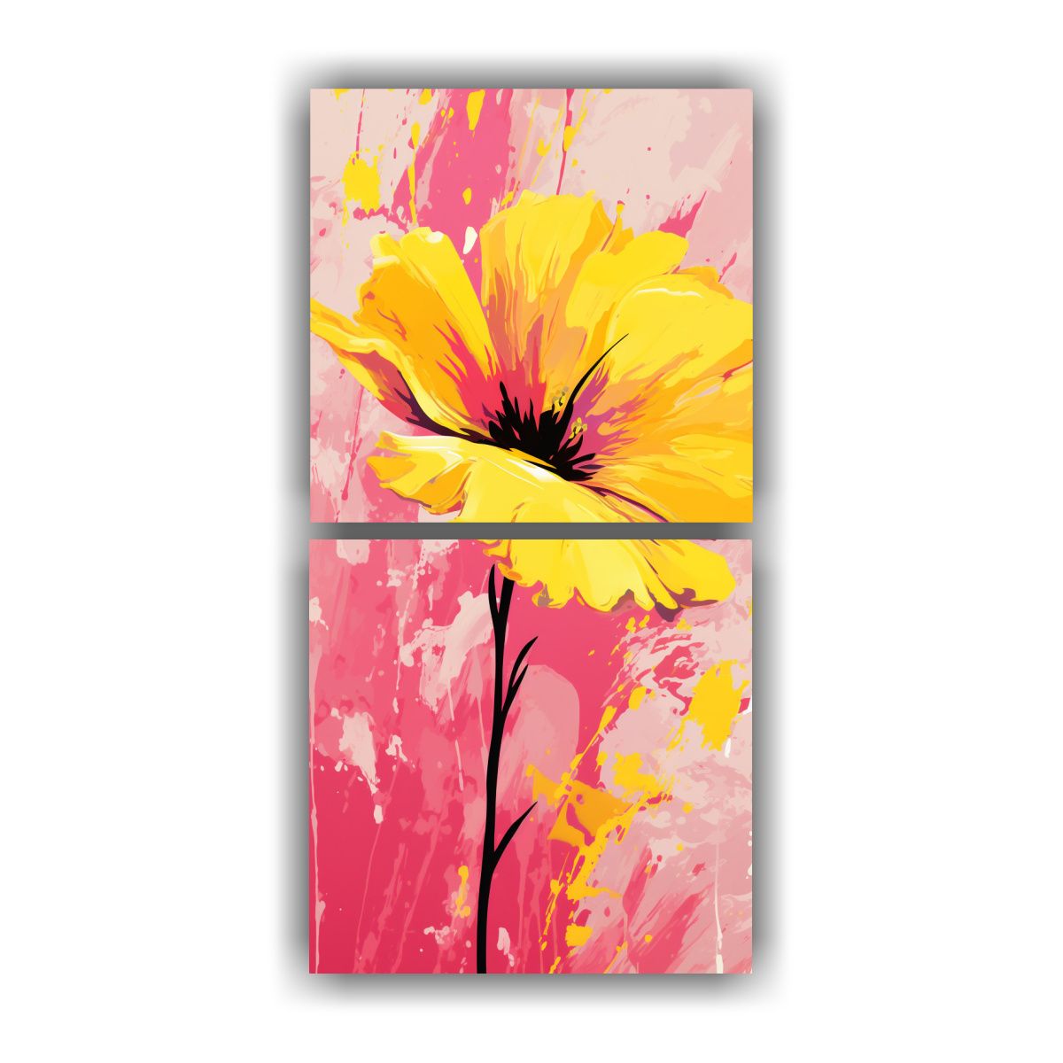 GENERICO - Cuadro Decorativo Con Contraste Amarillo Y Rosa 50x100 Cm