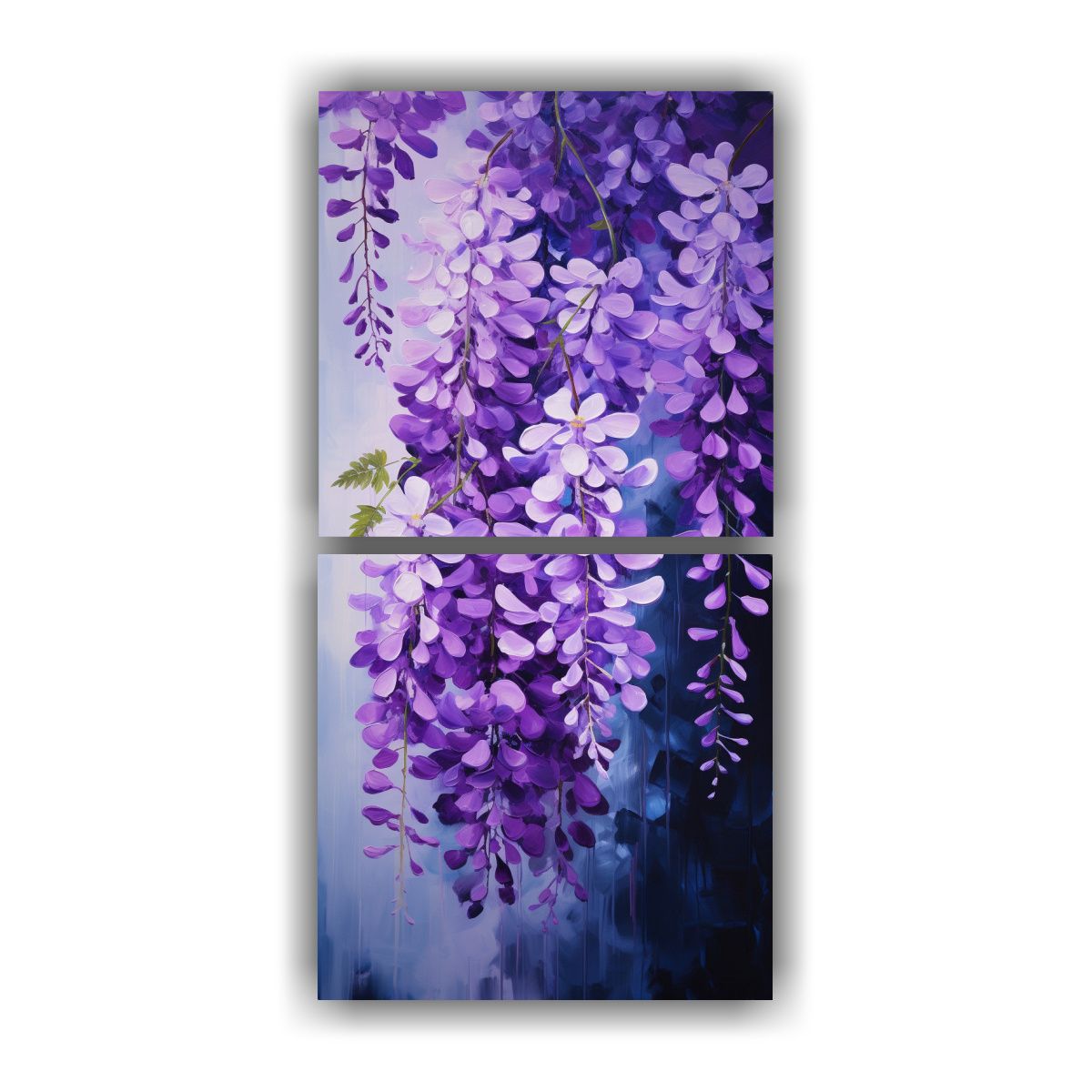 GENERICO - Cuadro Abstracto De Flores De Glicinias En óleo 20x40 Cm