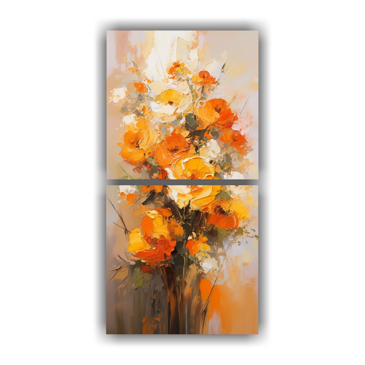 GENERICO - Set 2 Cuadro Tela Canvas Visual Flores Amarillo Y 30x60 Cm