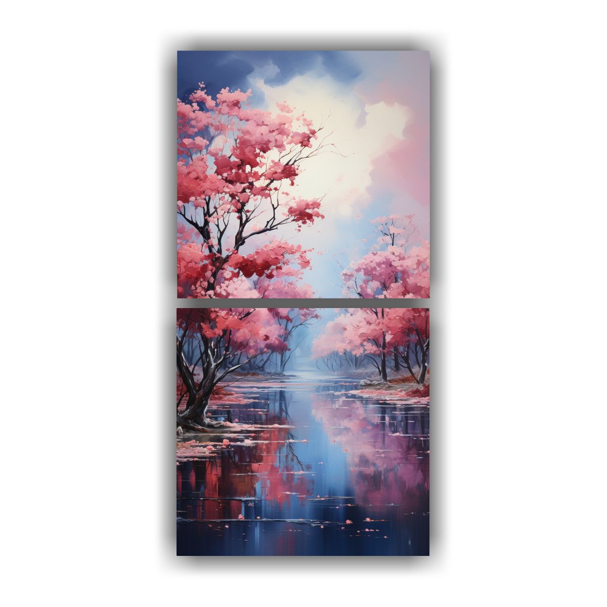 GENERICO - Pintura Abstracta De árboles En Turquesa Y Rosa 50x100 Cm