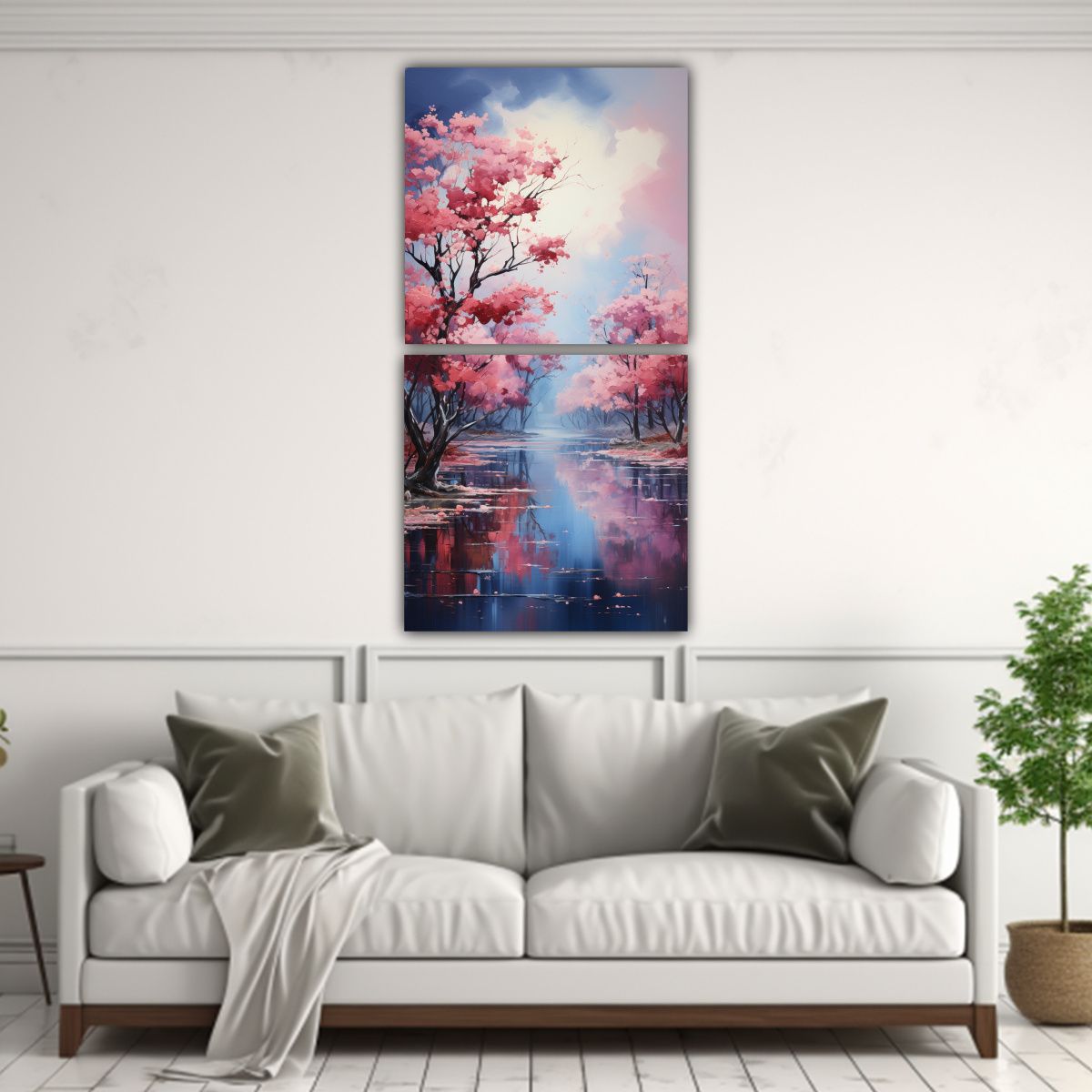 GENERICO - Pintura Abstracta De árboles En Turquesa Y Rosa 50x100 Cm