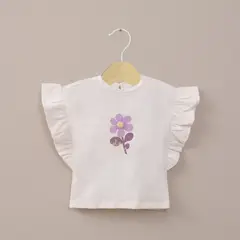 OPALINE - Polera manga corta crema de niña