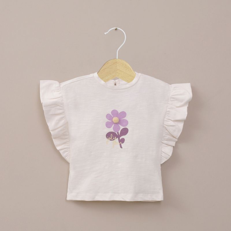 OPALINE - Polera manga corta crema de niña