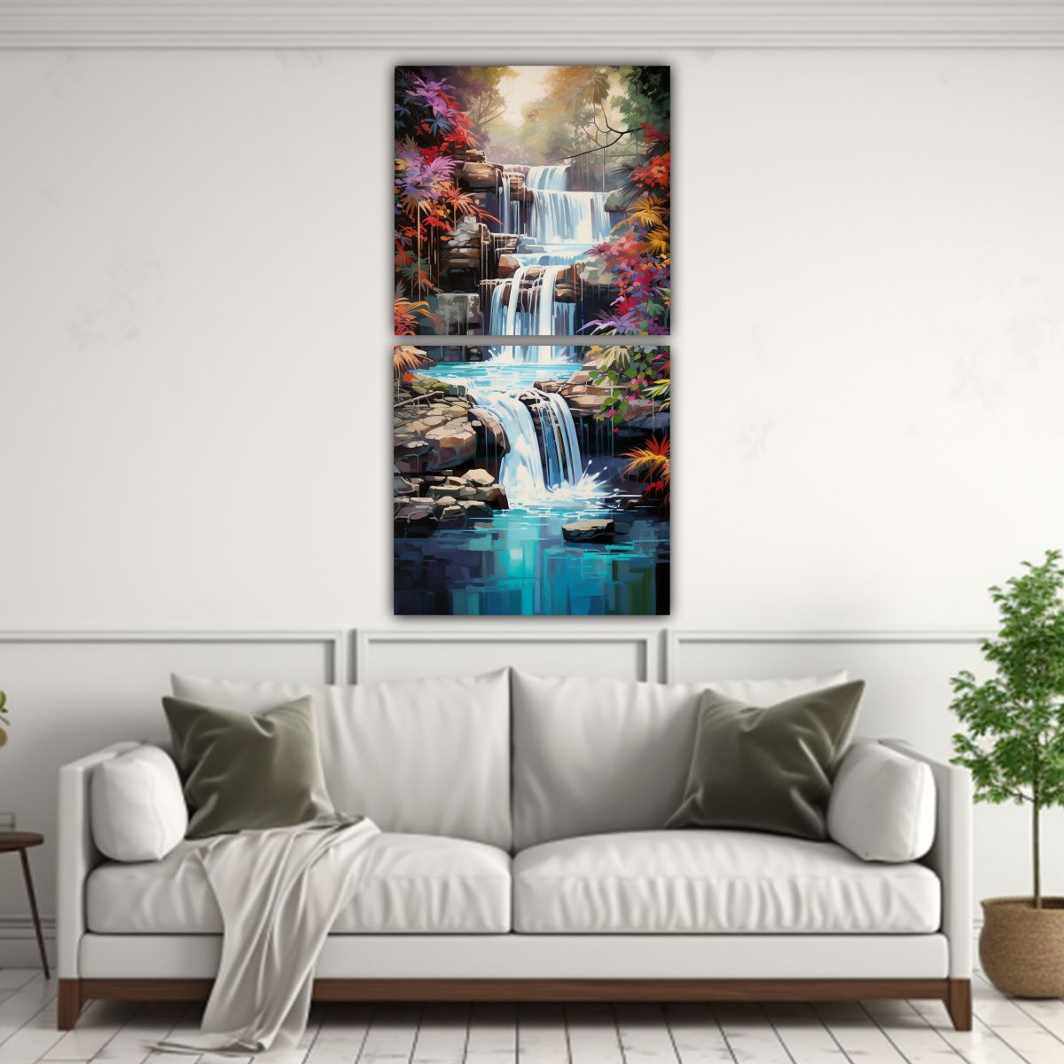 GENERICO - Cuadro Abstracto Impresionante De Cascada 20x40 Cm