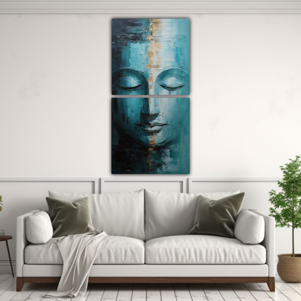 GENERICO - Pinturas Abstractas Buddha Face En Plata Y 60x120 Cm