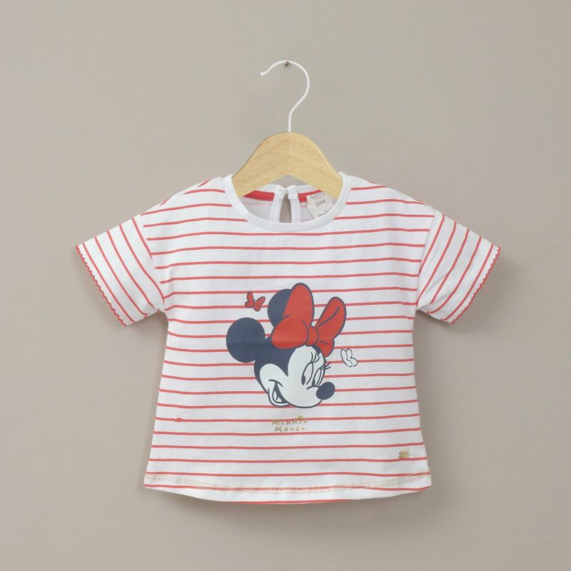 OPALINE - Polera a rayas blanca disney de niña