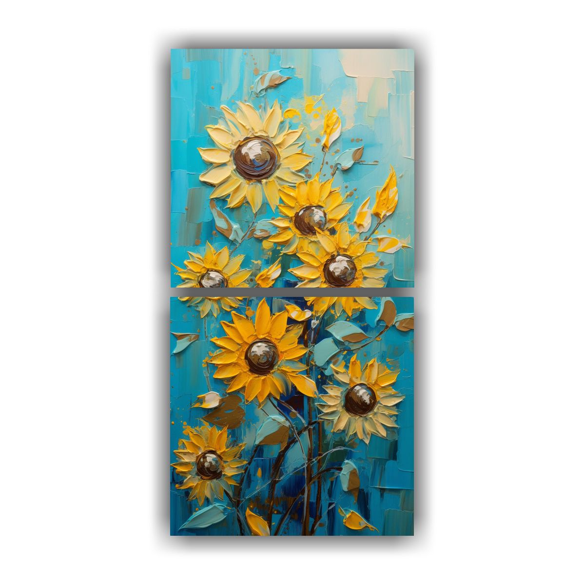 GENERICO - Pintura En Lienzo De Girasoles Turquesa En La 40x80 Cm
