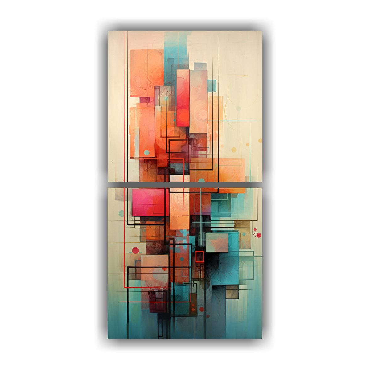 GENERICO - Cuadros Abstractos Alta Resolución Para Living 60x120 Cm