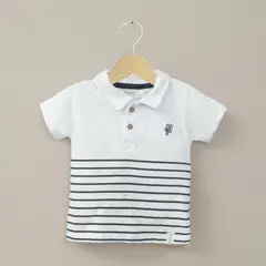 OPALINE - Polera manga corta rayas blanca de niño