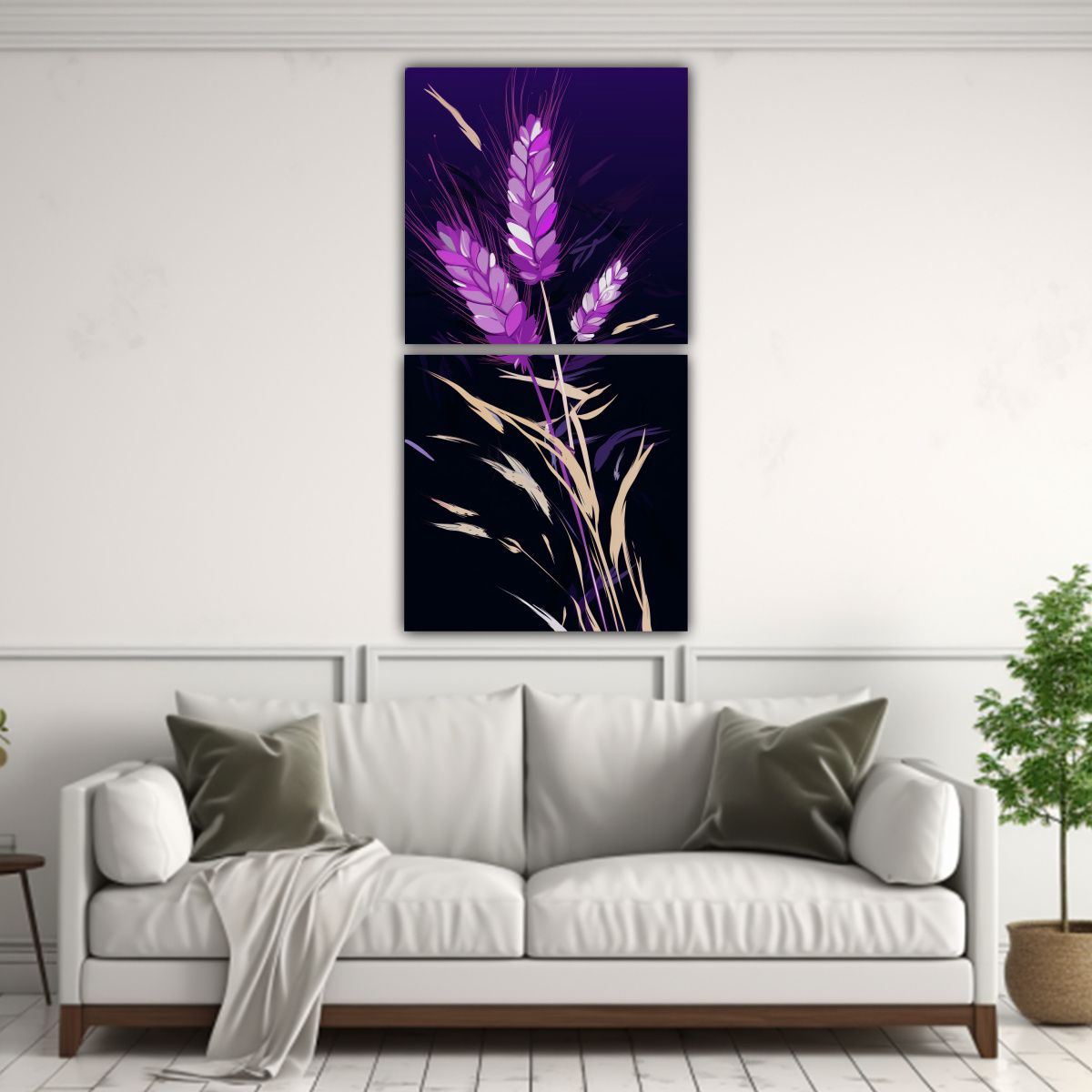 GENERICO - Artes De Pared Granos De Cebada Púrpura Y Negro 60x120 Cm
