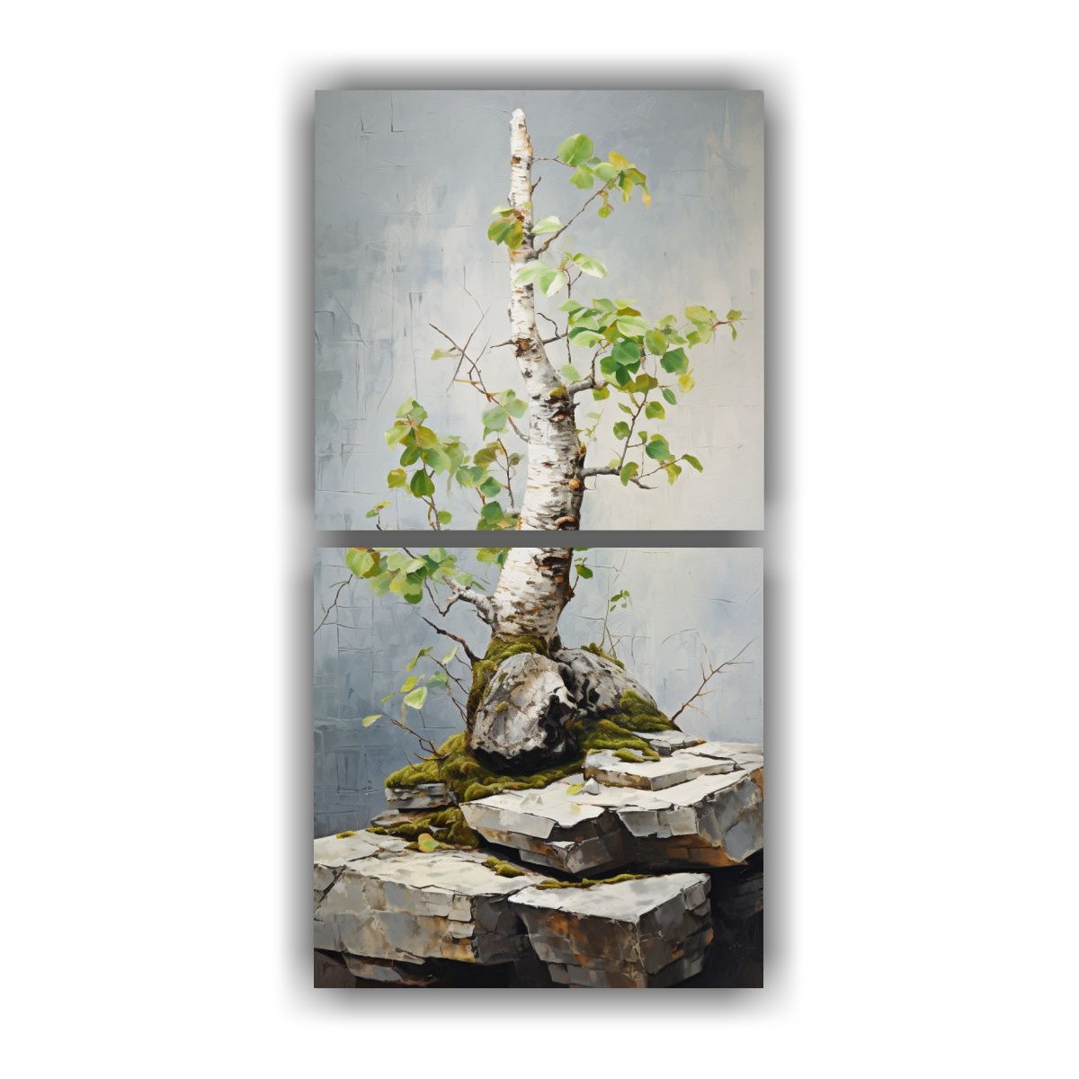 GENERICO - Cuadros Tonos Riqueza Visual Bonsai Tree Pintura 50x100 Cm