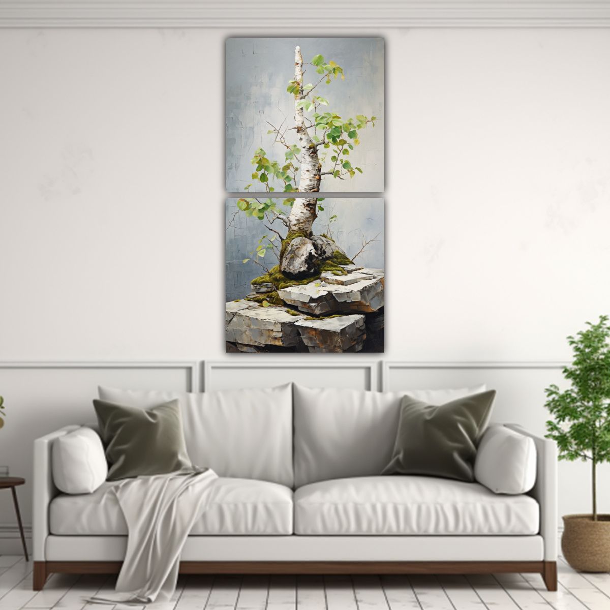GENERICO - Cuadros Tonos Riqueza Visual Bonsai Tree Pintura 50x100 Cm