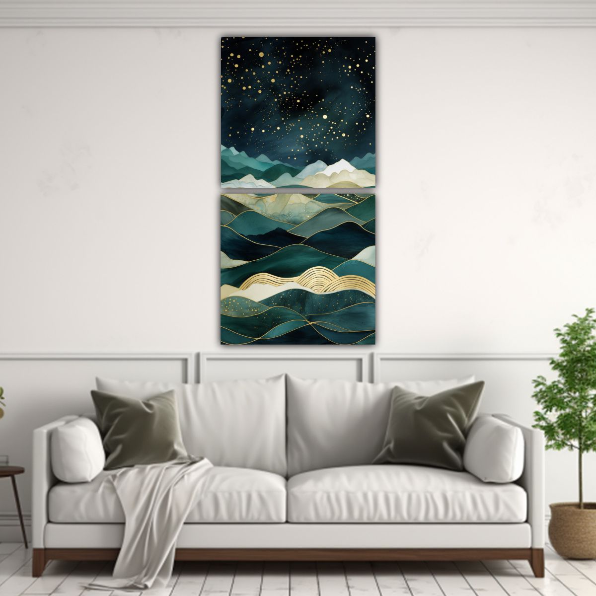 GENERICO - Cuadro Decorativo Paisaje Montañoso Con Estilo 30x60 Cm
