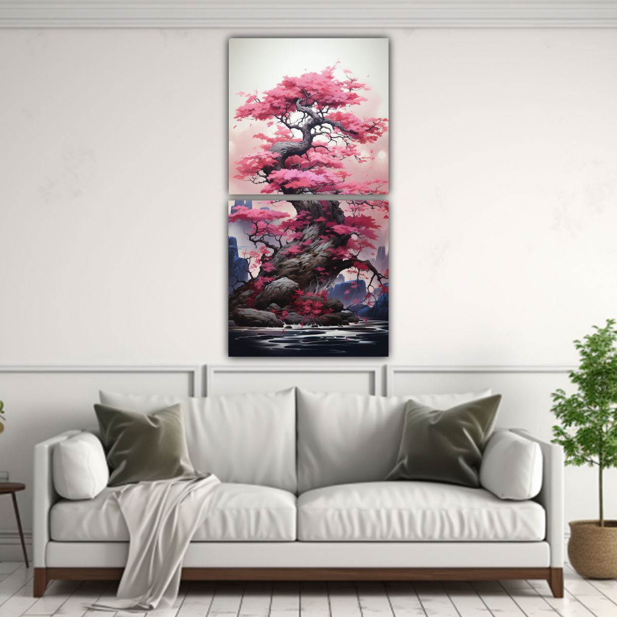 GENERICO - Set 2 Artes Patron Intenso Alegre árbol Bonsái 20x40 Cm