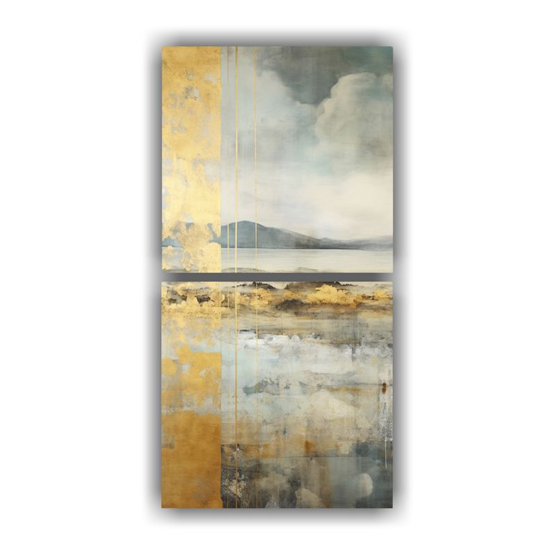 GENERICO - Pintura Estilo Galería Con Acuarela Dorada 30x60 Cm