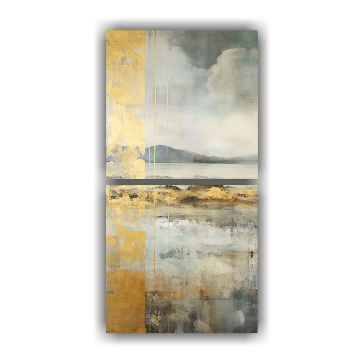 GENERICO - Pintura Estilo Galería Con Acuarela Dorada 20x40 Cm