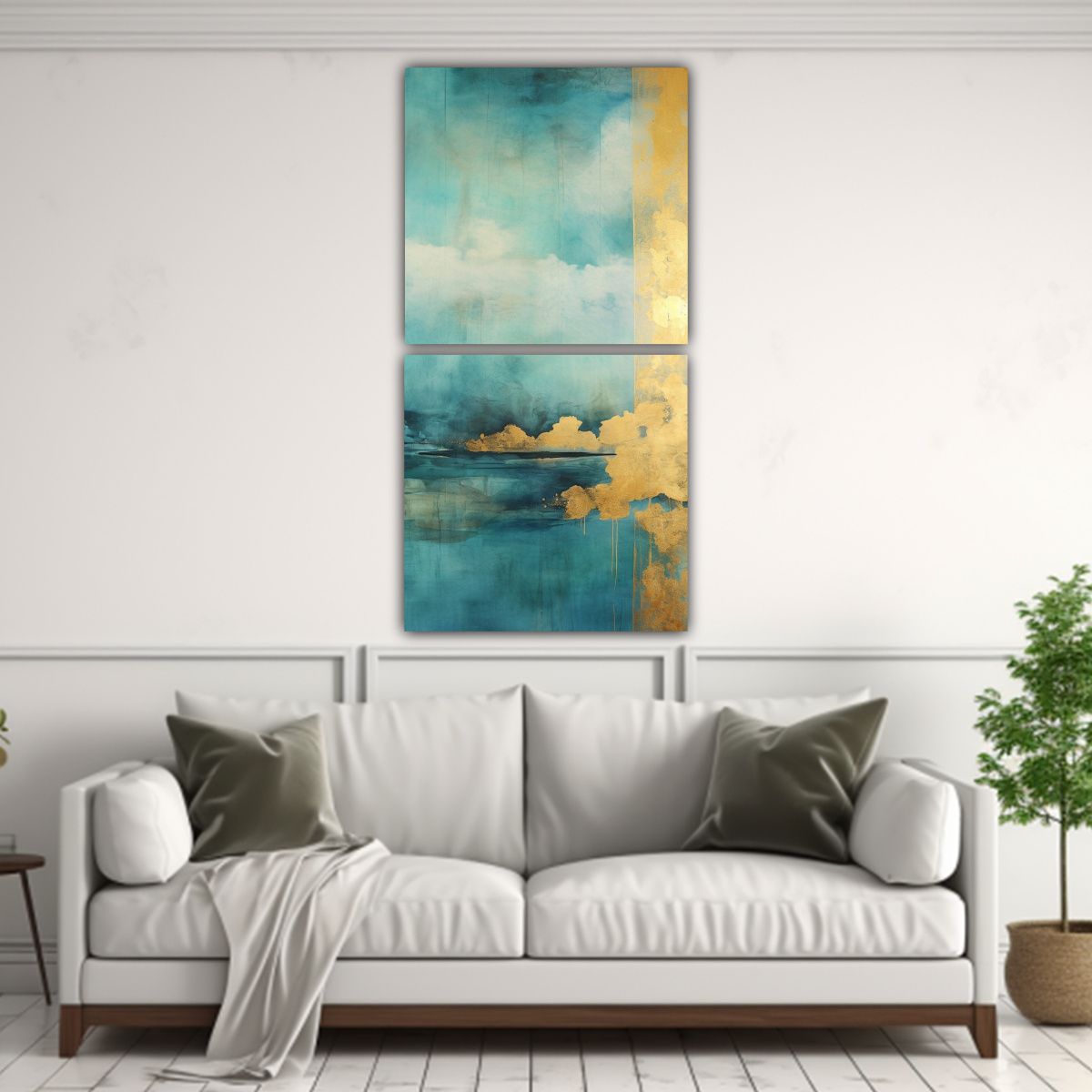 GENERICO - Pintura Dos Cuadros Inspiración Contraste En 30x60 Cm