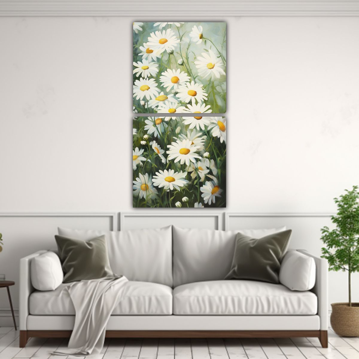 GENERICO - Cuadros Abstractos De Manzanilla De Cromática 20x40 Cm