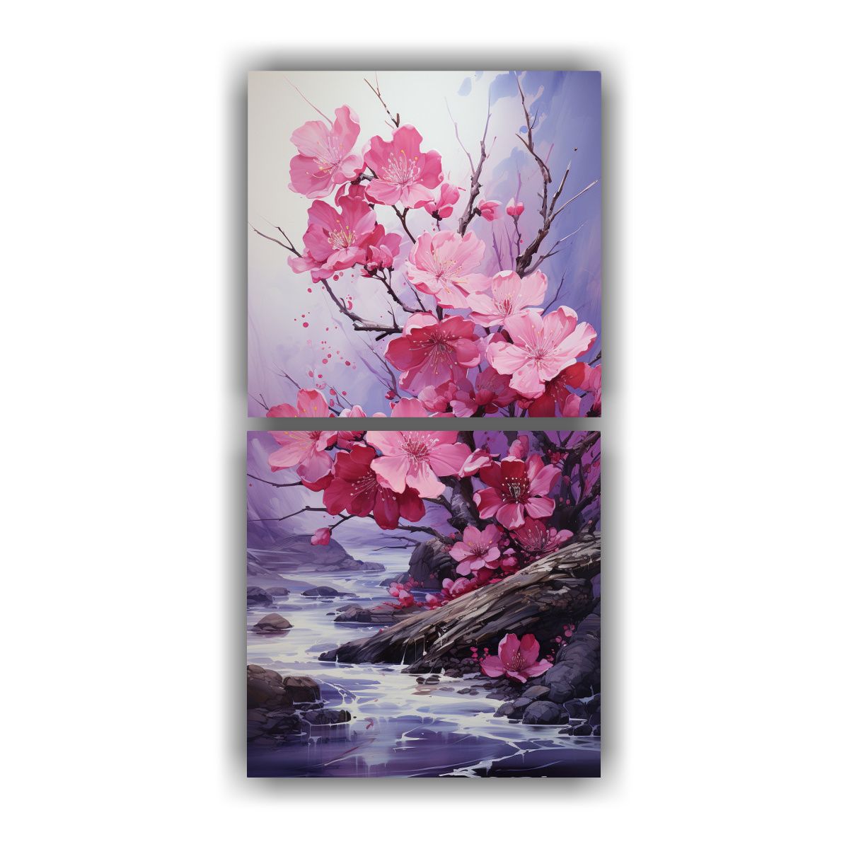 GENERICO - Cuadros Composición Rectangular De Un Cerezo En 30x60 Cm