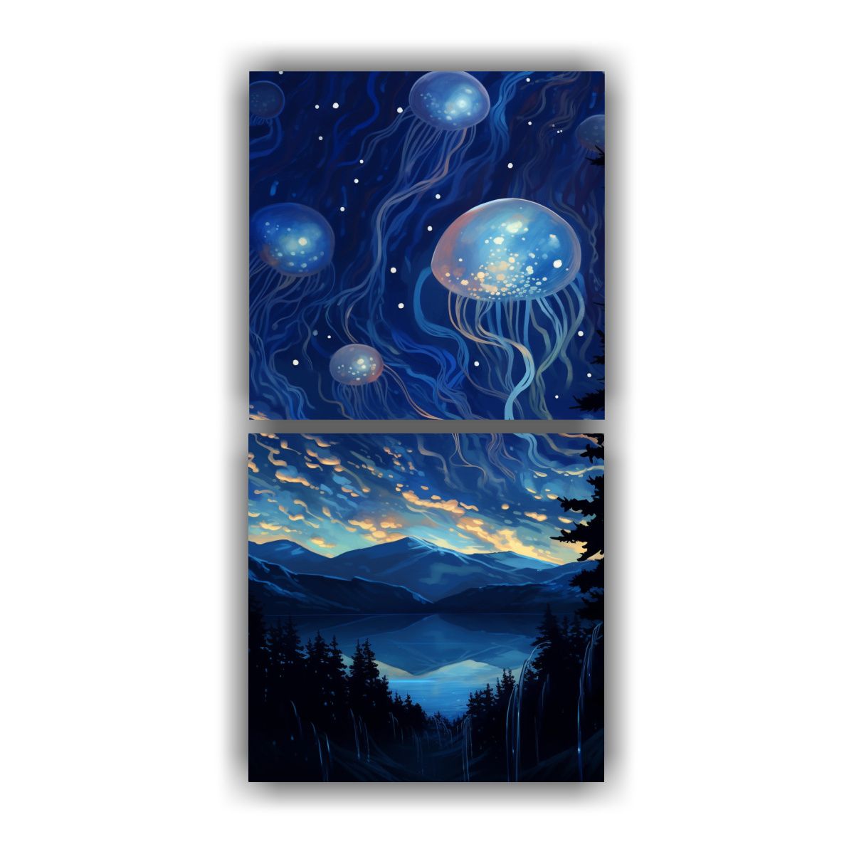 GENERICO - Pinturas Decorativas De Dos Cuadros Noche 20x40 Cm