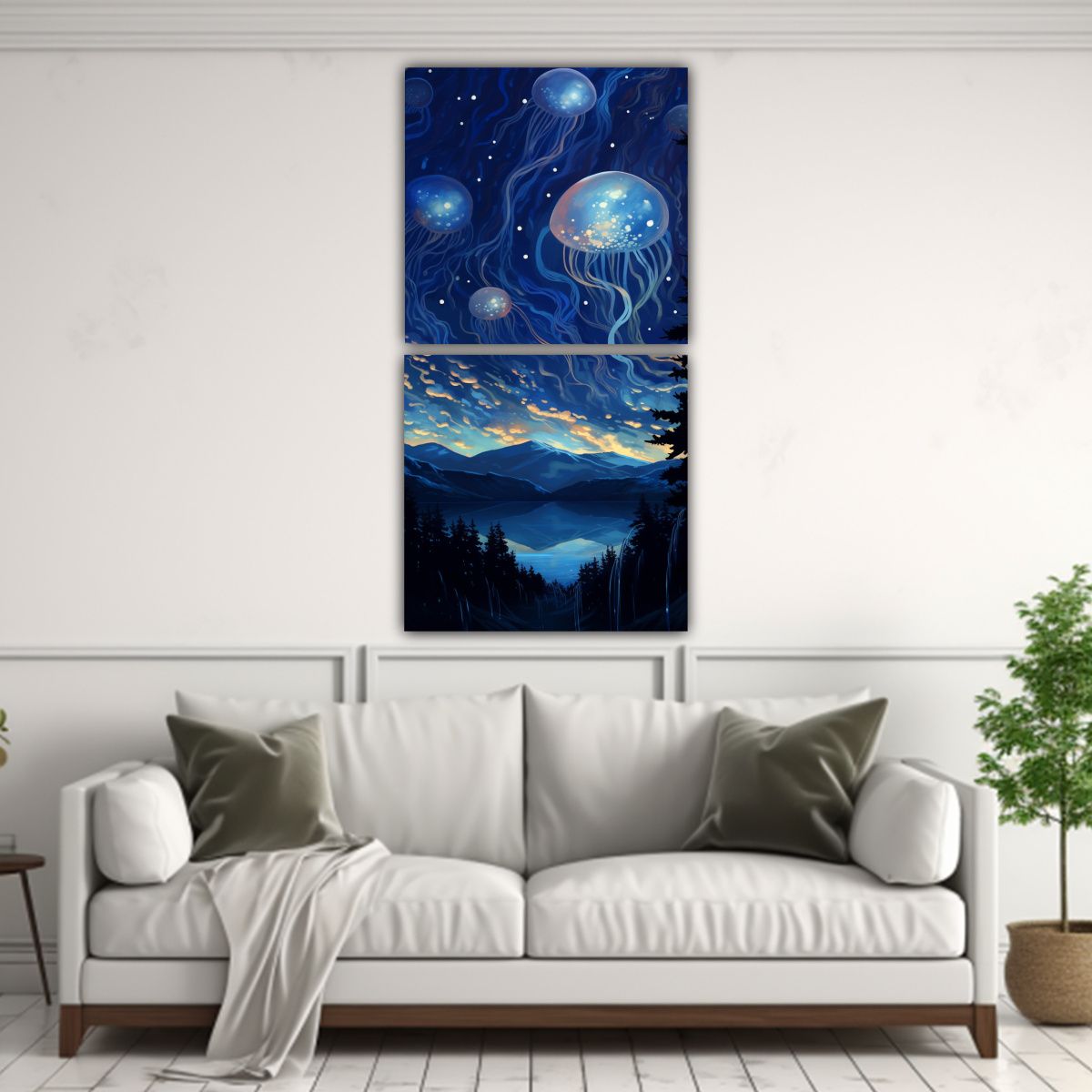 GENERICO - Pinturas Decorativas De Dos Cuadros Noche 20x40 Cm