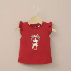 OPALINE - Polera roja de niña vuelos navidad