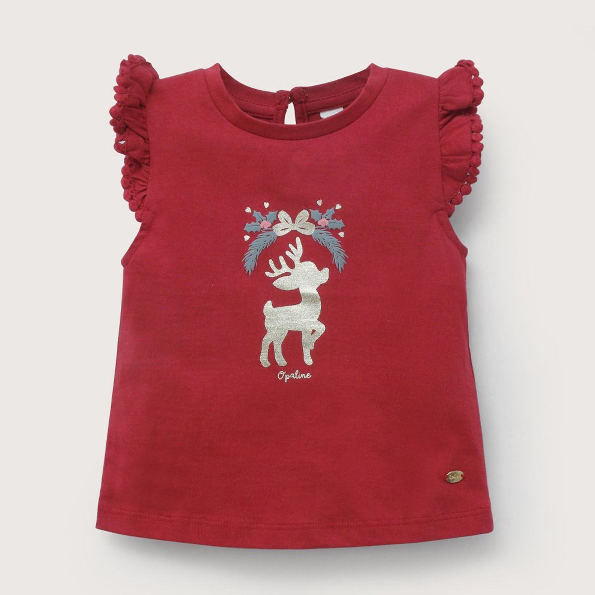 OPALINE - Polera roja de niña vuelos navidad