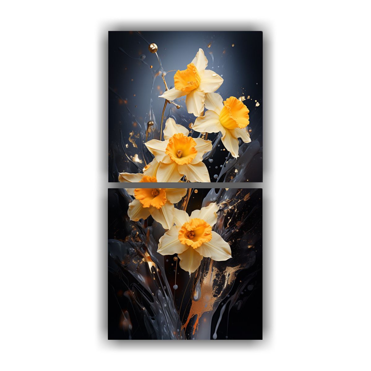 GENERICO - Composiciones Visuales Narcisos Oro Y Negro 60x120 Cm