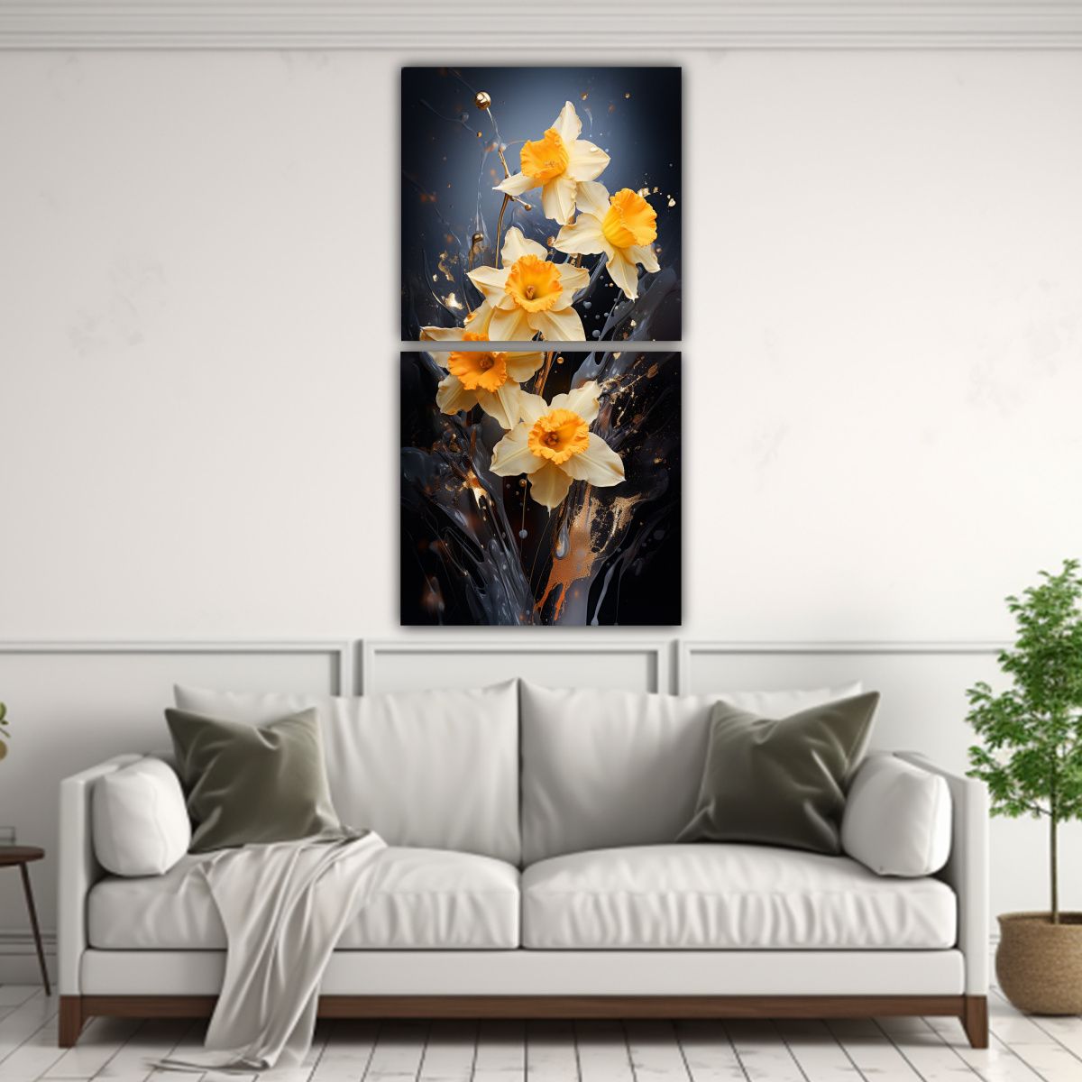 GENERICO - Composiciones Visuales Narcisos Oro Y Negro 60x120 Cm
