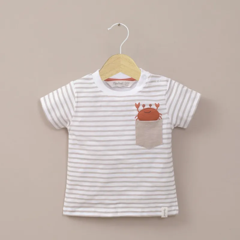 OPALINE - Polera manga corta blanca con estampado de niño