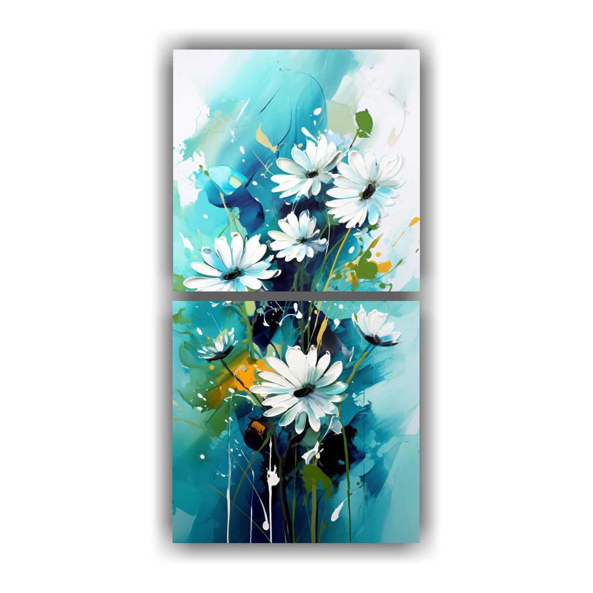 GENERICO - Pinturas Abstractas De Colores Turquesa Y Negro 50x100 Cm