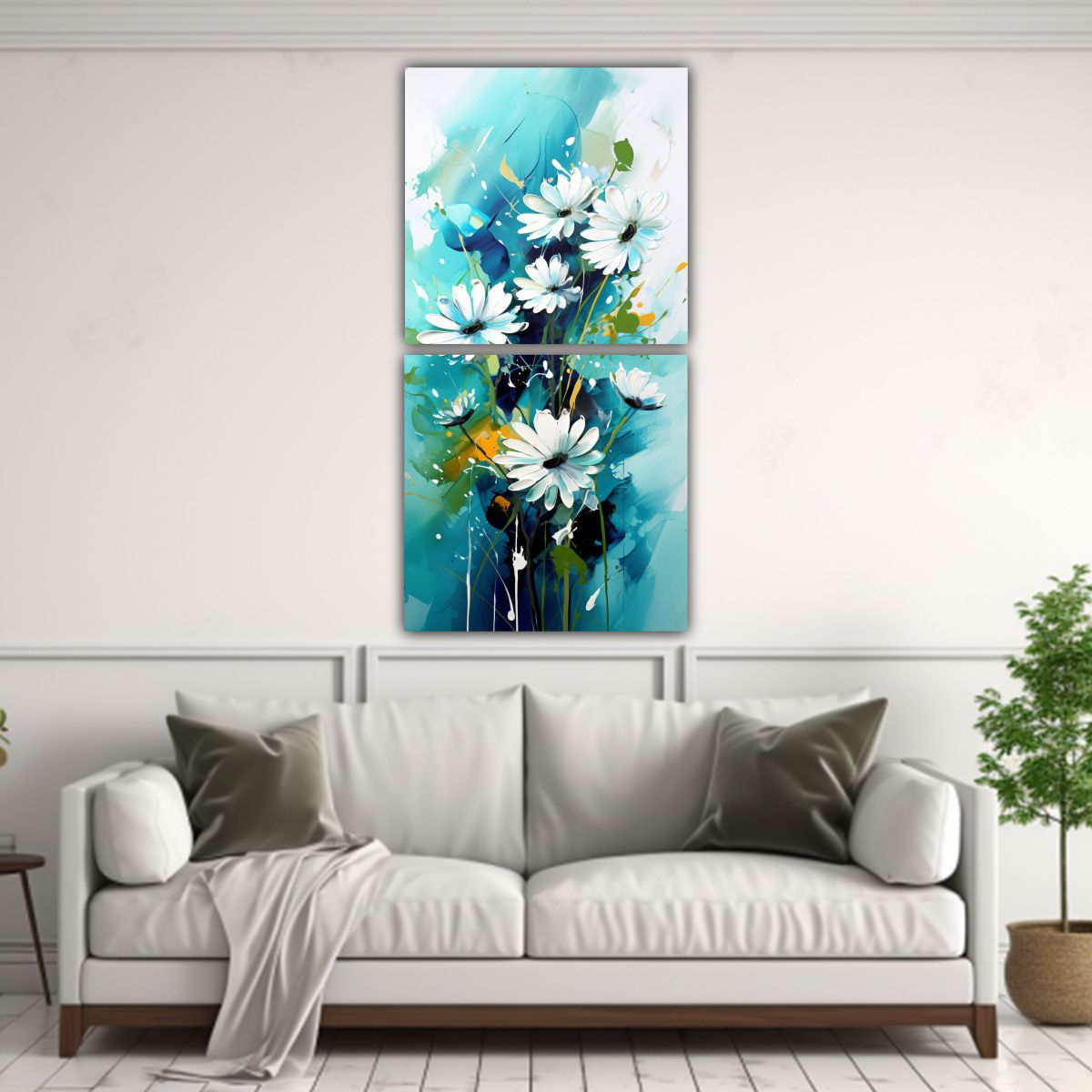 GENERICO - Pinturas Abstractas De Colores Turquesa Y Negro 50x100 Cm