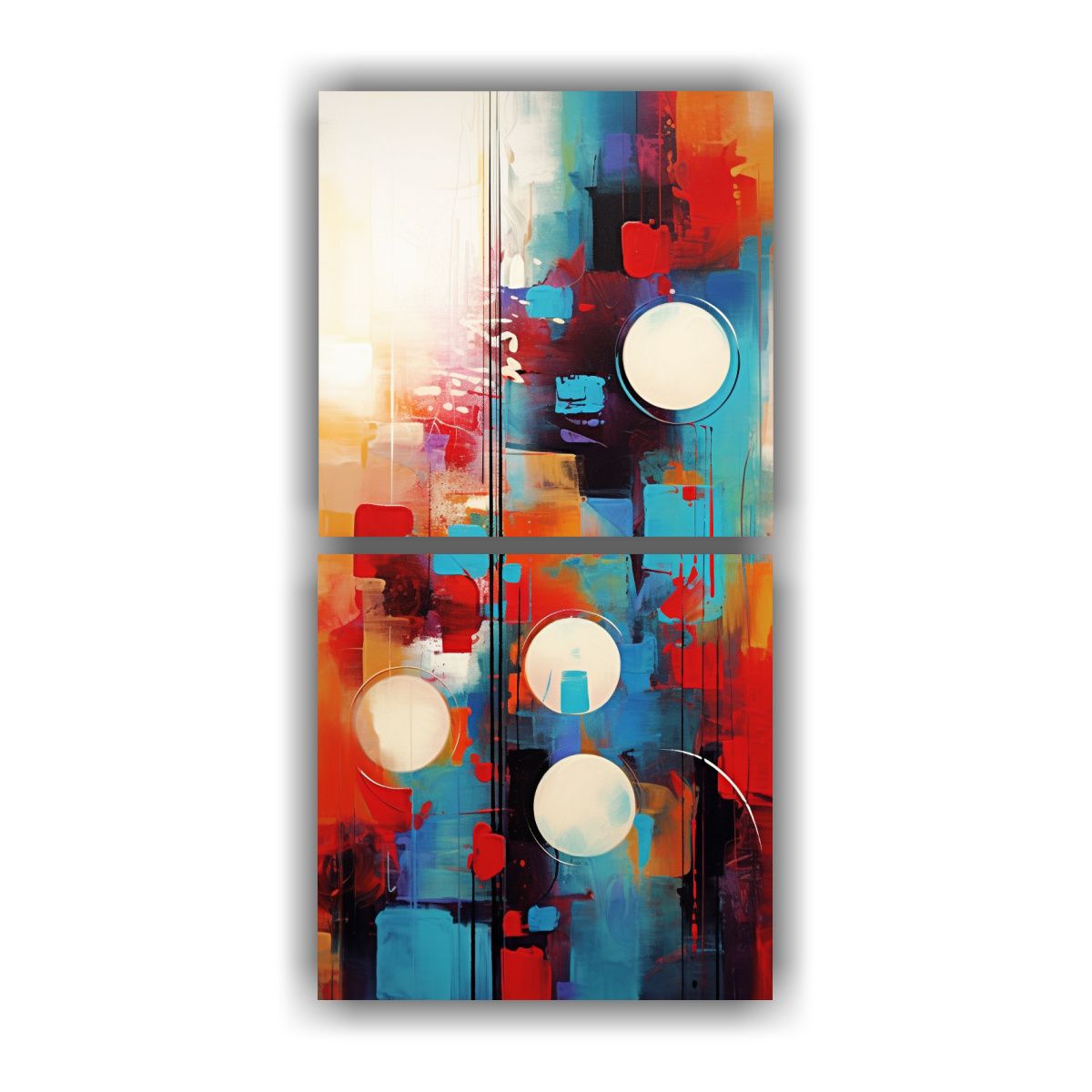 GENERICO - Pintura Abstracta Diptico Moderno Combinación 40x80 Cm