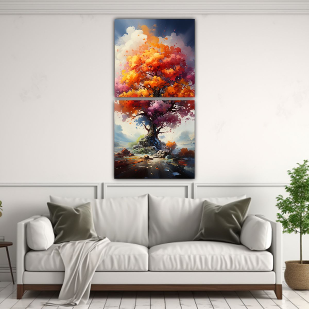 GENERICO - Pintura Abstracta De árbol Frutal Con Tonos De 30x60 Cm