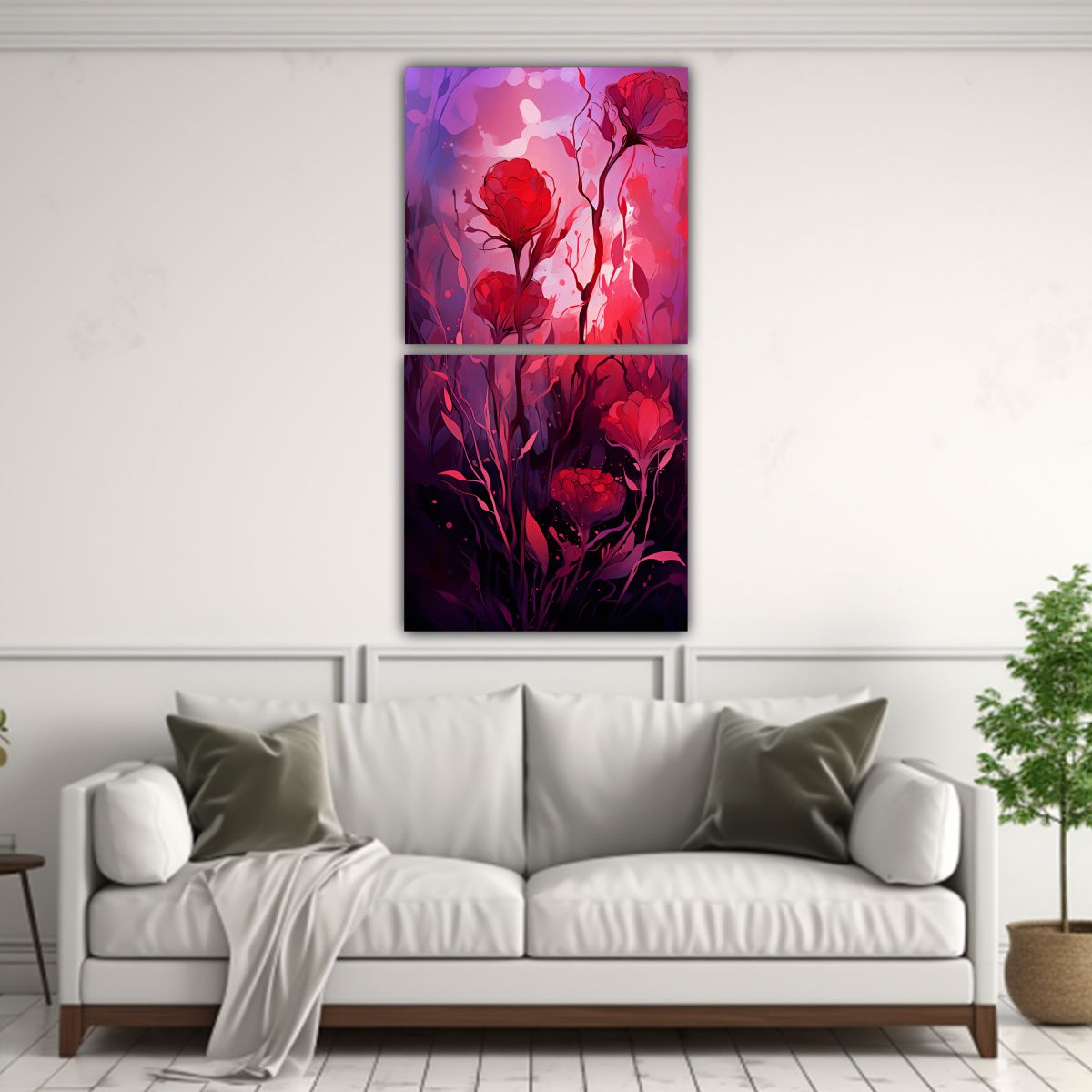 GENERICO - Lienzos Acuarela Textura Hierbas Púrpuras Y 40x80 Cm