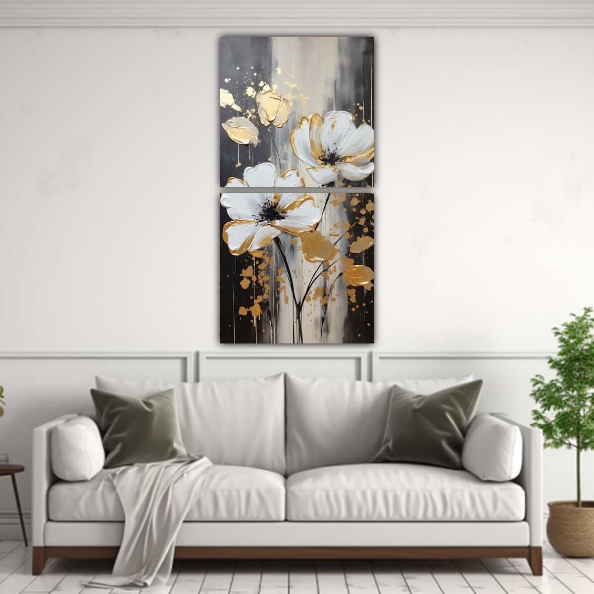 GENERICO - Pintura Enigmática En Oro Y Negro En Lienzo De 40x80 Cm