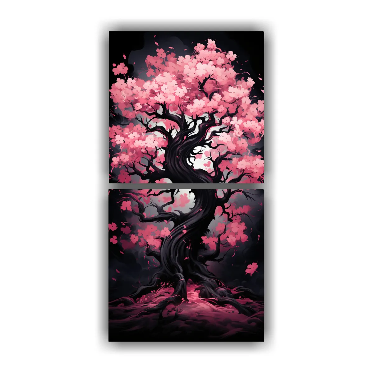 GENERICO - Cuadros Escenario Árbol Roble En Negro Y Rosa 30x60 Cm