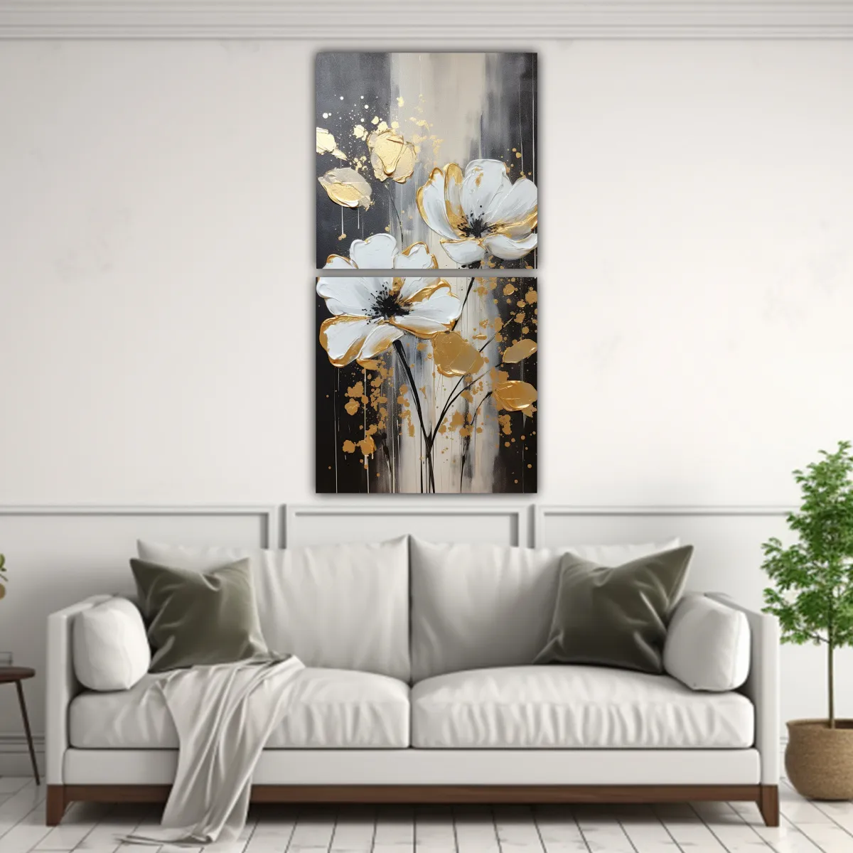 GENERICO - Pintura Enigmática En Oro Y Negro En Lienzo De 30x60 Cm