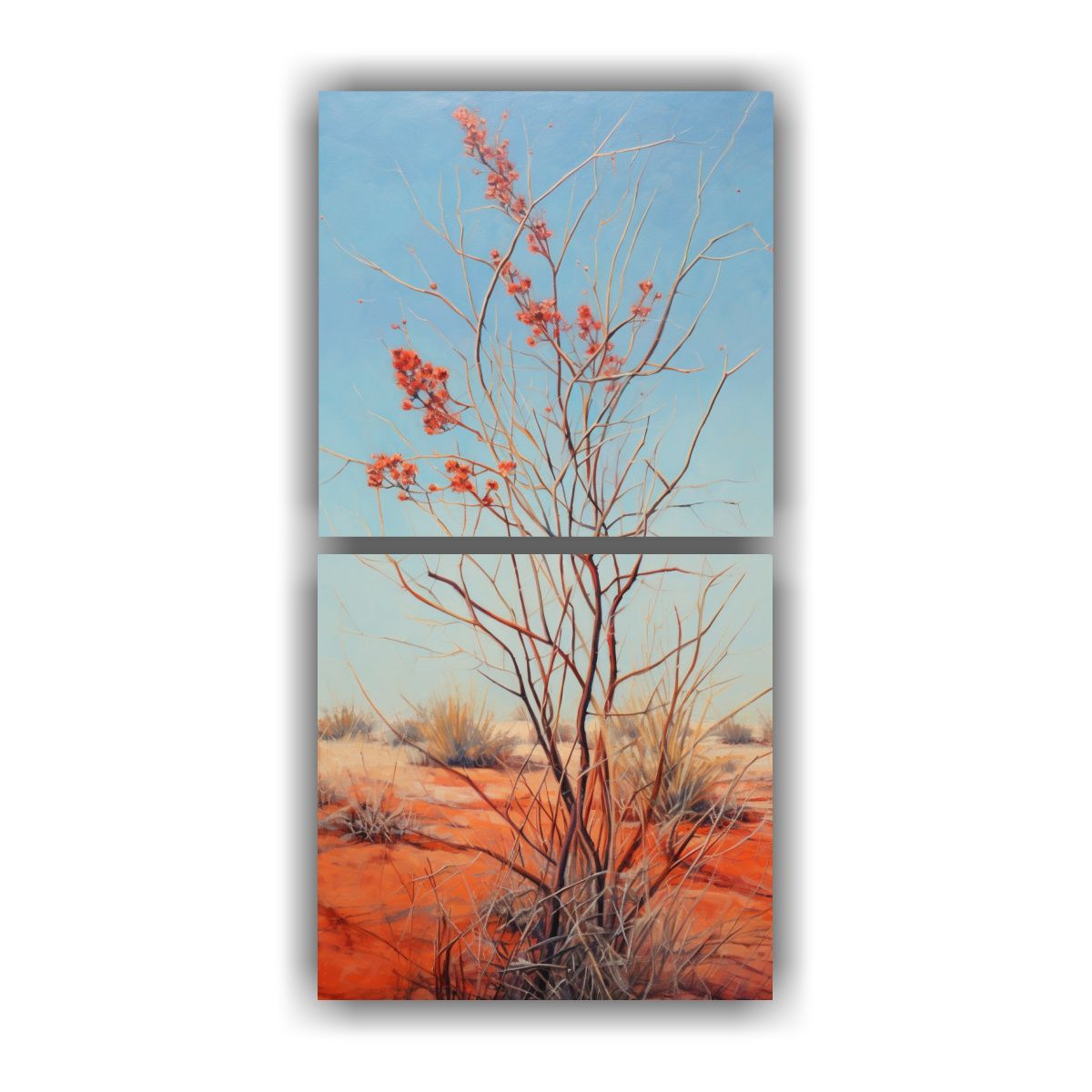 GENERICO - Pintura Abstracta De árbol De Ocotillo Con Dos 30x60 Cm
