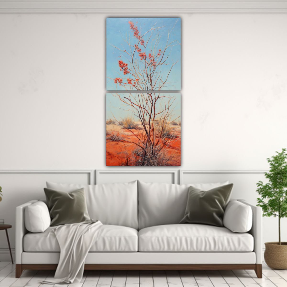 GENERICO - Pintura Abstracta De árbol De Ocotillo Con Dos 30x60 Cm