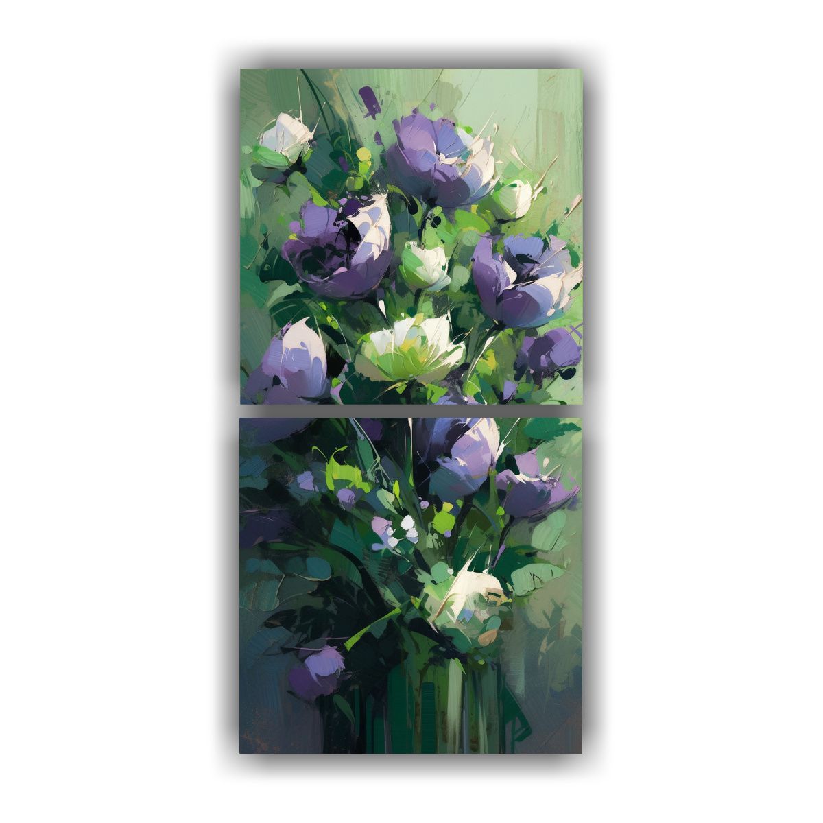 GENERICO - Cuadros Cálidos De Green Y Purple Colors De 20x40 Cm